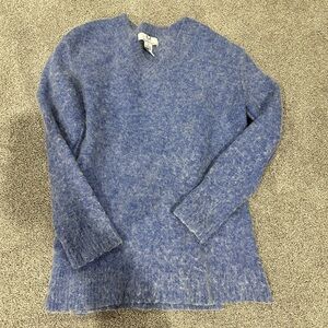Magaschoni Blue V-Neck Wool Blend Sweater